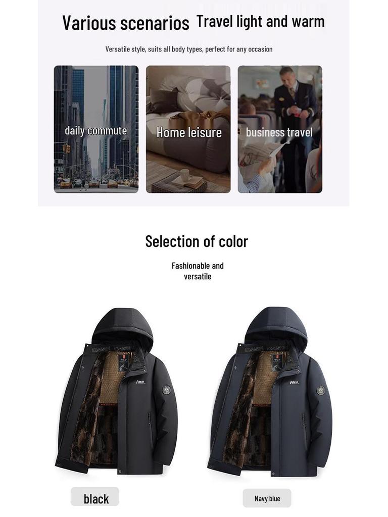 Men's Plus Velvet Thickened Winter Cotton Jacket - Warm, Windproof, Stylish for Middle-aged & Elderly