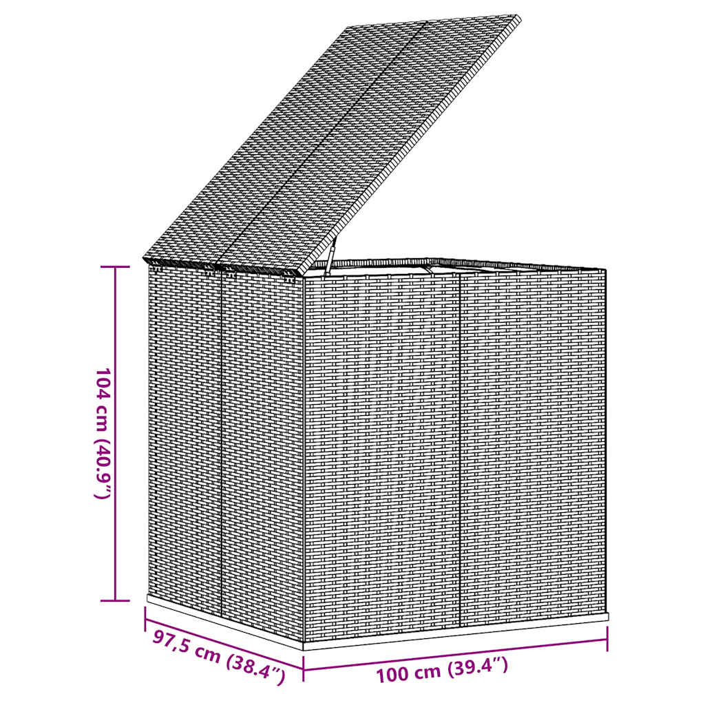 Garden Cushion Box PE Rattan 100 x 97.5 x 104 cm Black