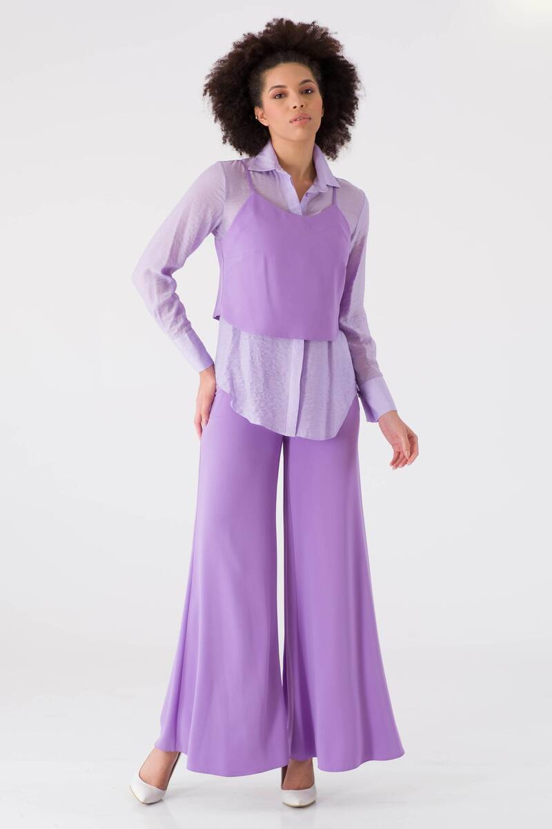 

Женский брючный костюм палаццо Сиреневый MARIE 36 лавандовый