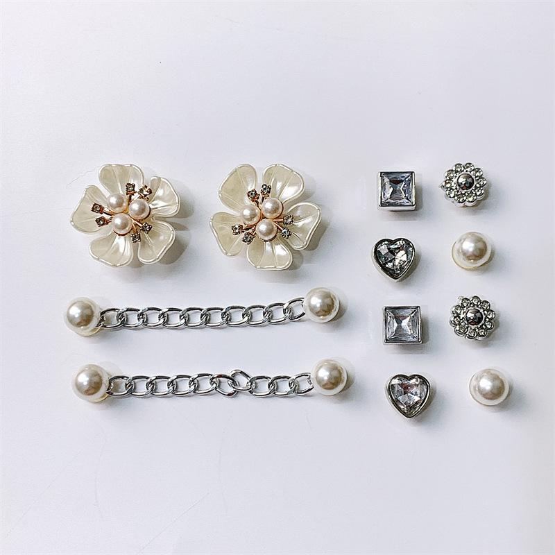 

Новые туфли с отверстиями, цветок для обуви, сделай сам, жемчуг, пятилистный цветок, страз, съемная цепочка, аксессуары для пряжки для обуви