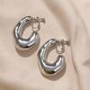 Vintage Oversize Chunky Round Circle Clip Earring for Women C Shape Tube Thick Without Pierced Hoop Earclips Jewelry Trendy