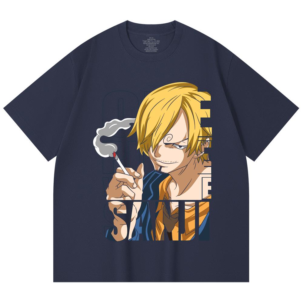 230 Gsm 100% Cotton One Piece V62 Sanji Print Unisex Heavy Cotton T Shirt