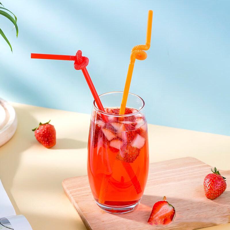 ZISIZ Individually Wrapped Long Plastic Art Straws