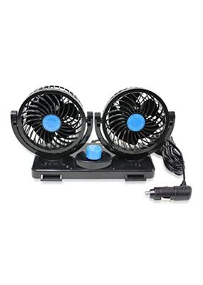 Meltec CFT-01 Twin Car Fan, DC12V, Headrest Mountable, 2-Level Airflow