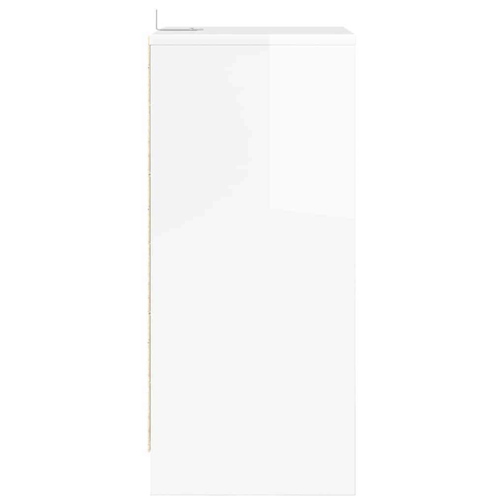 Nightstand High Gloss White 40 X 30 X 67 Cm Engineered Wood