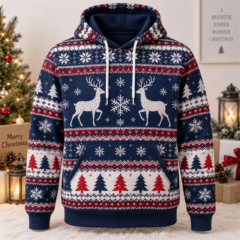 Christmas 3D Print Hoodie Santa Snowman Reindeer Tree Gingerbread Festive Pullover Holiday Party Winter Streetwear Gift