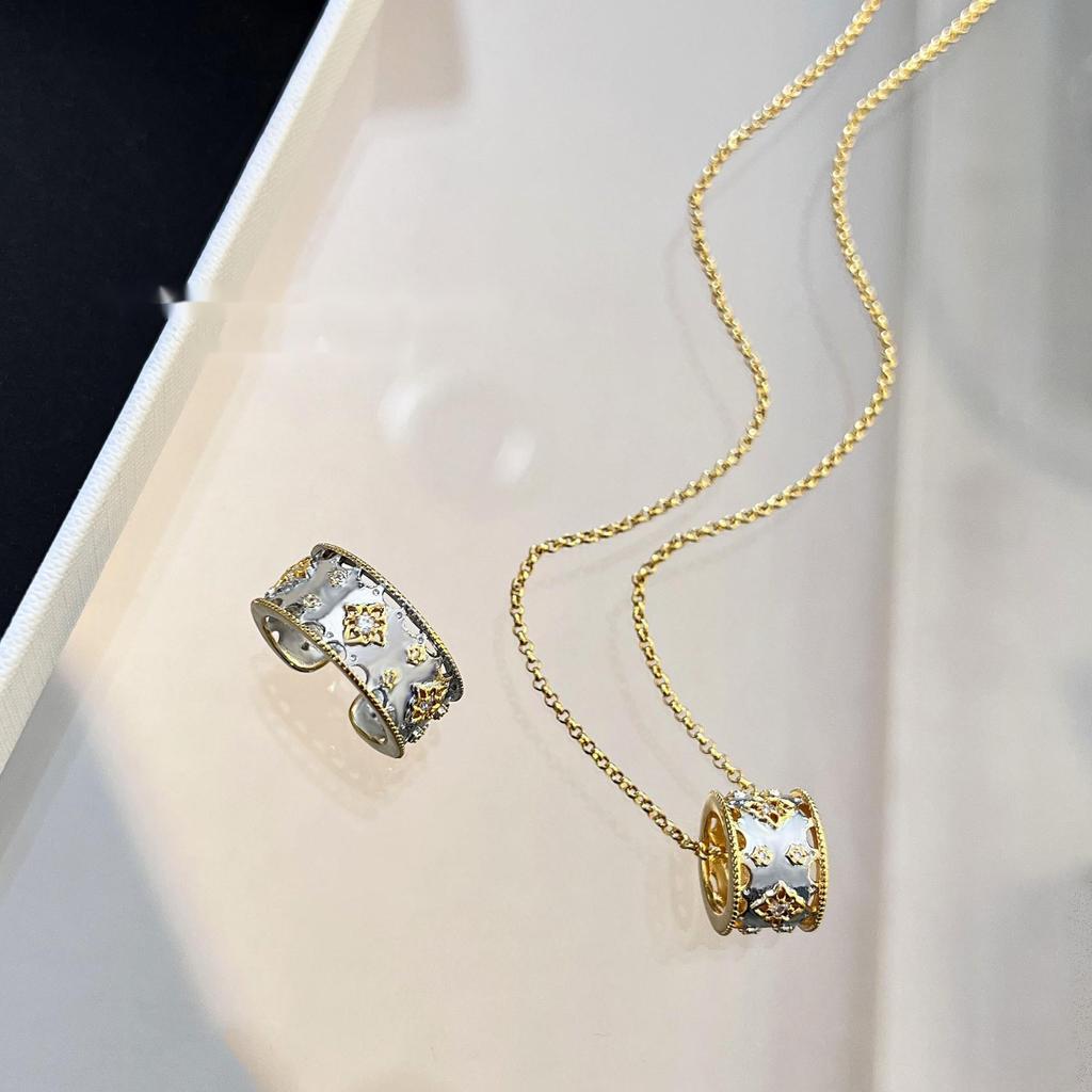 BELLA BOX Italský prsten ve stylu Bratti ve dvoubarevném zlatě Náhrdelník Vhodný pro dámské svatební večírky Módní šperky