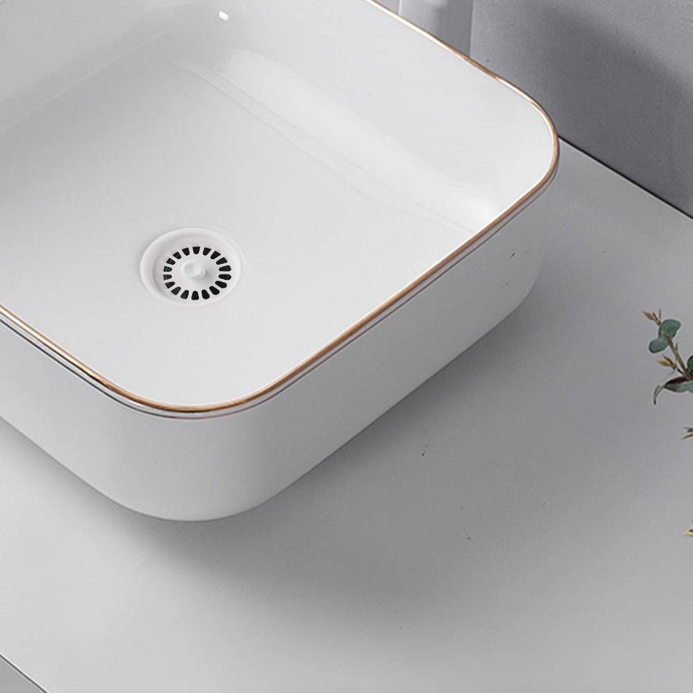 Tappo Filtro Bianco in Plastica per Lavandino Rete Fine Scarico Acqua Lavabo Filtro Scarico Cucina Tappo Lavabo