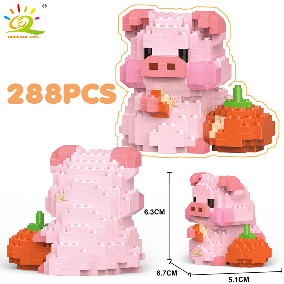 Non-Toxic Mini Cute Pig Micro Building Blocks 3D Diamond Model Animals Bricks Diy City Construction Toys For Children Kids Gift