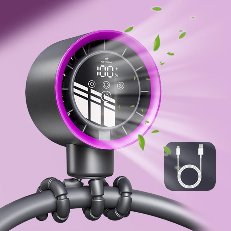 Smart Oscillation Stroller Fan, Flexible Tripod, Clip-On For Car Seats, Usb Rechargeable Battery Operated