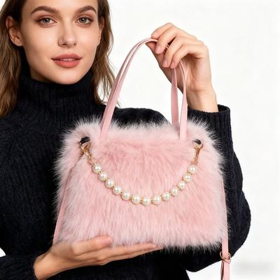 Handbag Pearl Messenger Bag Fashion Versatile Small Square Bag Casual Simple Large Capacity Plush Handbag