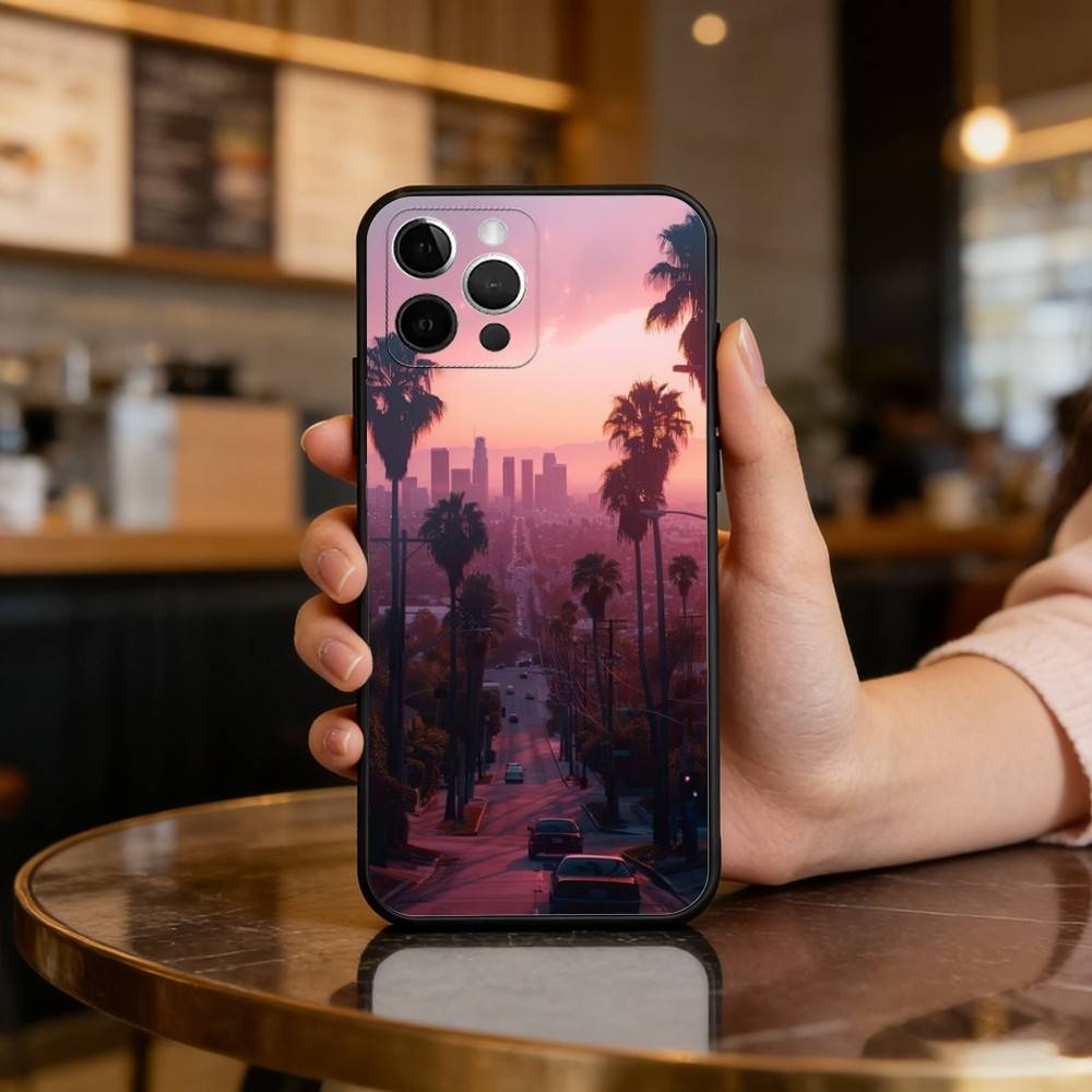 Kalifornien Reise Los Angeles Handyhülle Für iPhone 17,16,15,14,13,12,11 Plus,Pro Max,Weiches Silikon Schwarze Hülle