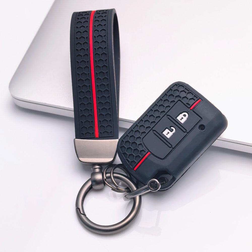 Premium Silicone Car Key Fob Cover For Mitsubishi Lancer EX Outlander ASX Pajero Sport With Keychain Soft Silicone Car Interior Accessories