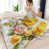 1pc Oriole and Rose Aesthetic Print Flannel Blanket, Ultra-Soft Sofa Throw, Printed Design, Modern Style, Suitable for Sofa, Bed, and Travel, Birthday