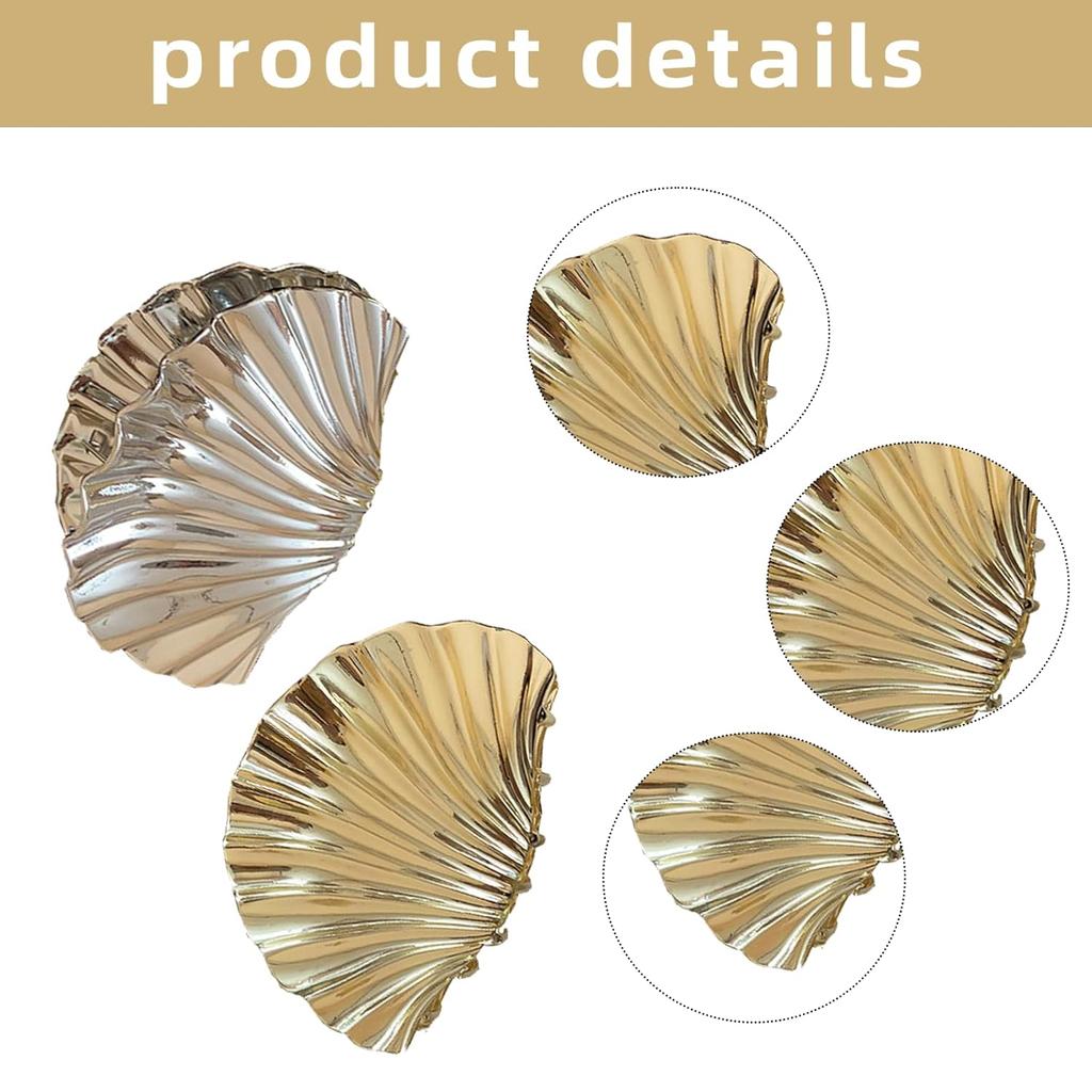 Shell Claw Clip,2 Pcs Metal Seashell Hair Clip Hair Accessories for Women and Girls,Fashion Hair Claw Suitable for Most Hairstyles,Such As Thick and