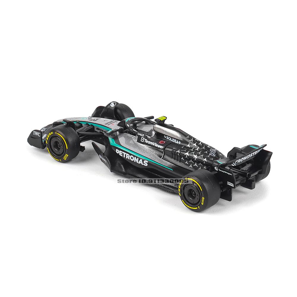 Bburago 1:64 Mercedes-AMG 2025 F1 W16 #63 George Russell #12 Kimi Antonelli Alloy Car Model Collectible Toys Latest Model