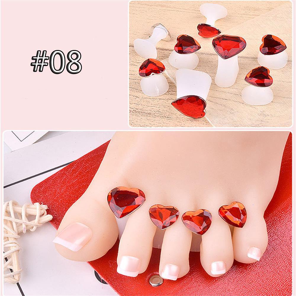 8 Pcs Comfortable Crystal Diamond Waterdrop Pedicure Tool Toe Silicone Separator Flower