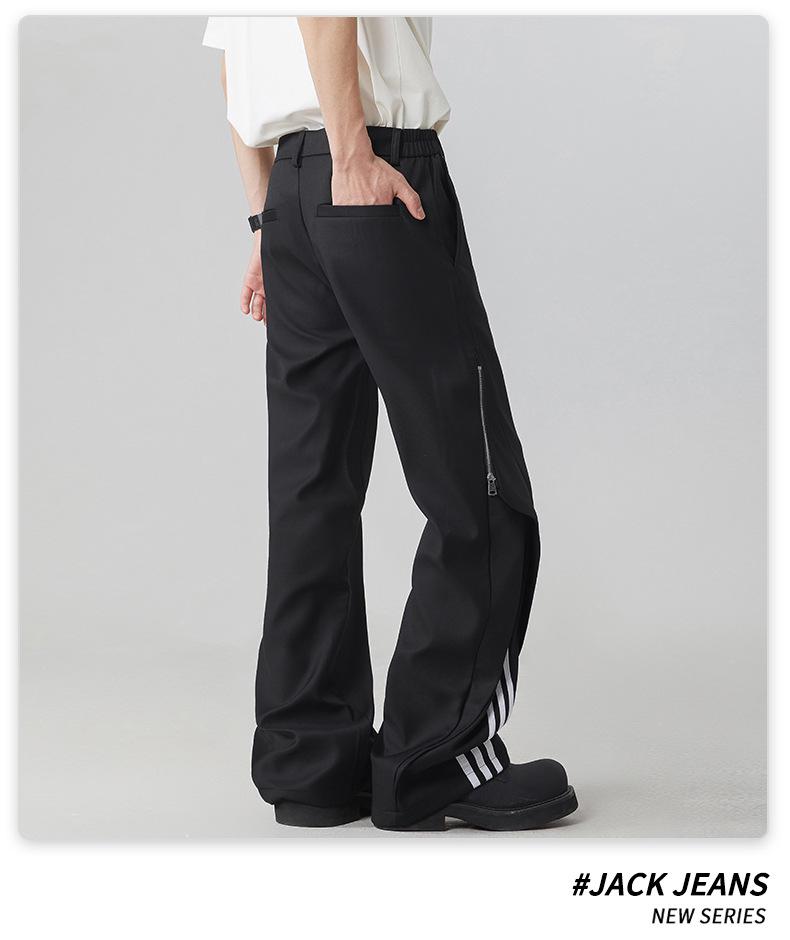 Muchi Odzież Męska: Dekonstruowane Spodnie High Street Luźne z Szerokimi Nogawkami na Zamek