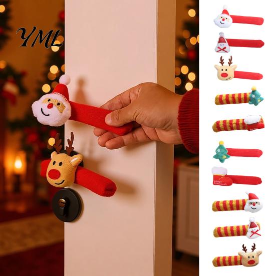Christmas Party Home Decor Knitted Doorknob Covers, Santa Reindeer Decor, Anti?Slip Protector Sleeves, Door Holiday Decoration Supplies Handle