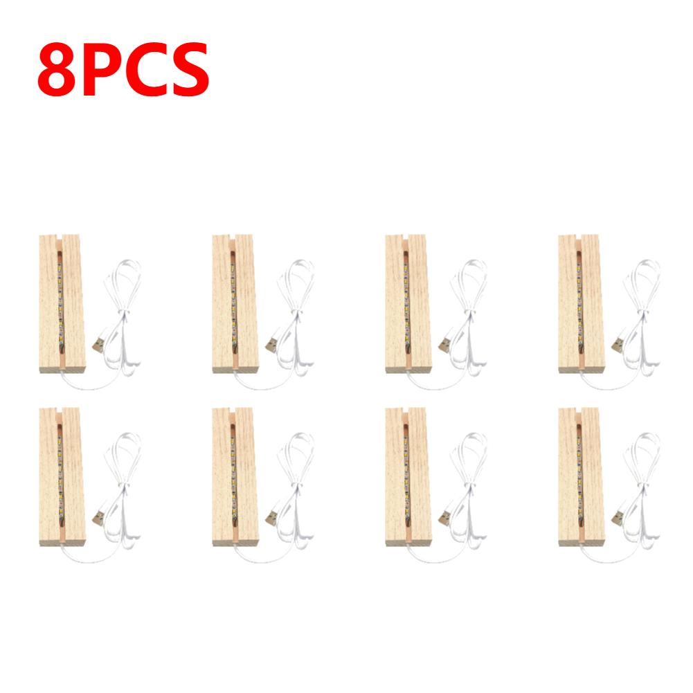 1-10PCS LED Wood Lights Display Base Acrylic Light Plate Base Warm Lighted USB Powered Resin Letter Lamp Bedside Night Lights