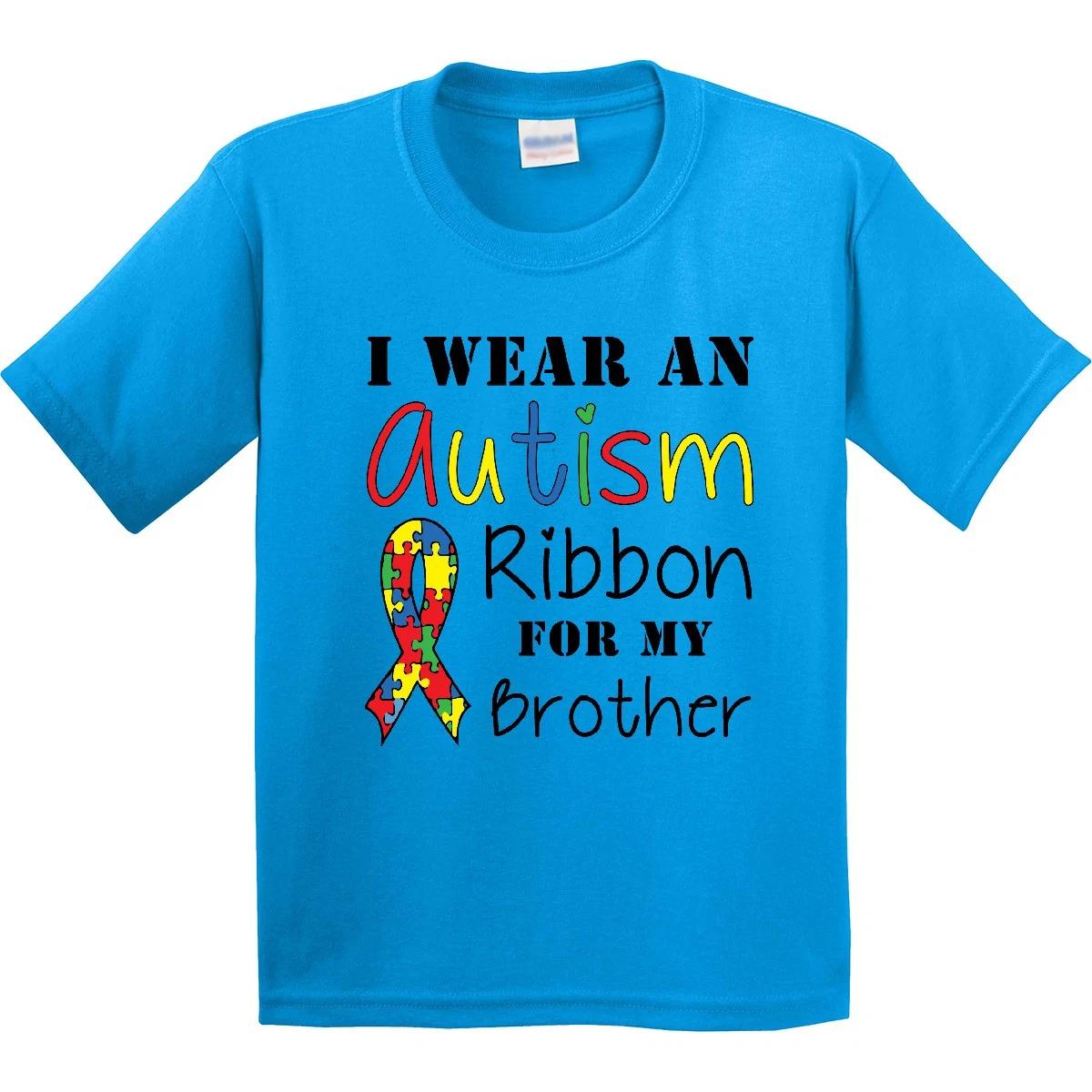 Inktastic I Wear An Autism Ribbon For My Brother Youth kids boys T-Shirt Awareness Puzzle 150