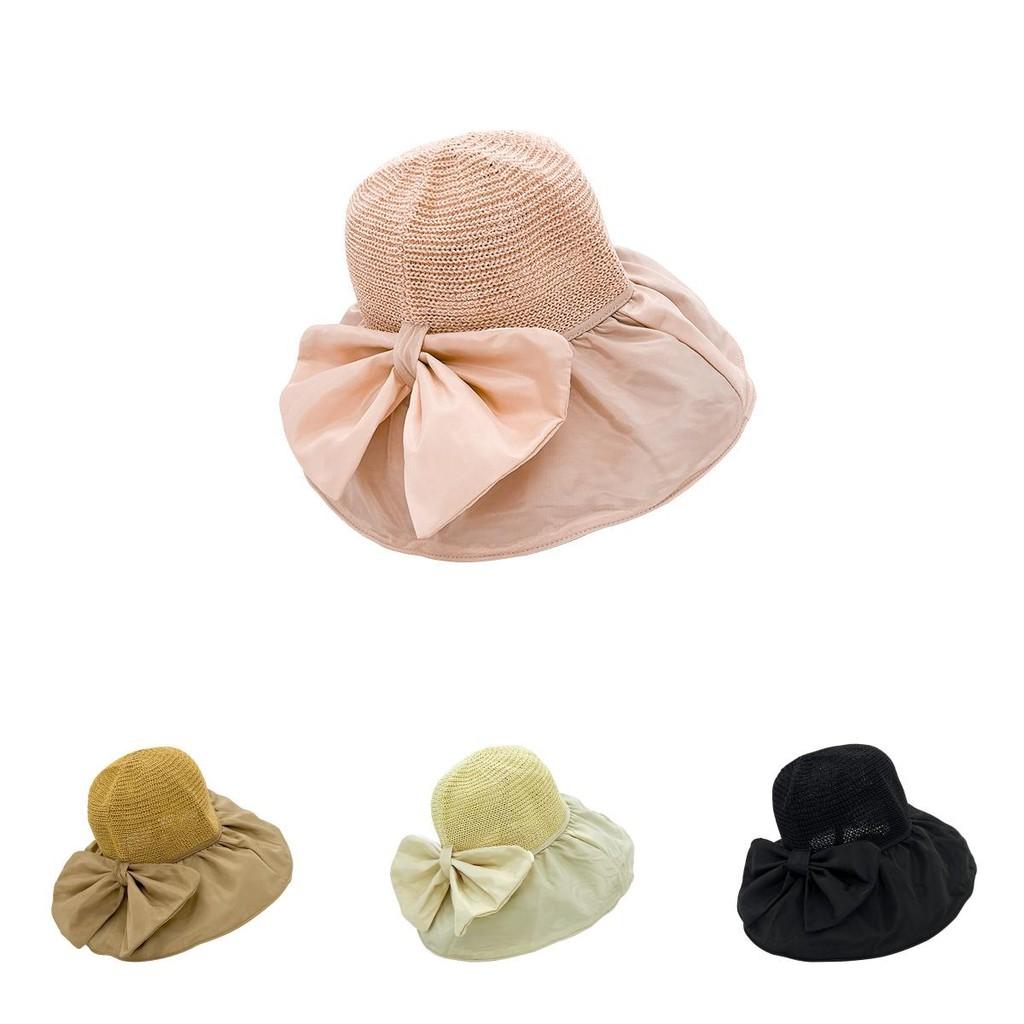 Summer Bowknot Wide Brim Sun Hat With Upf50+ Protection For Womens Outdoor Activities