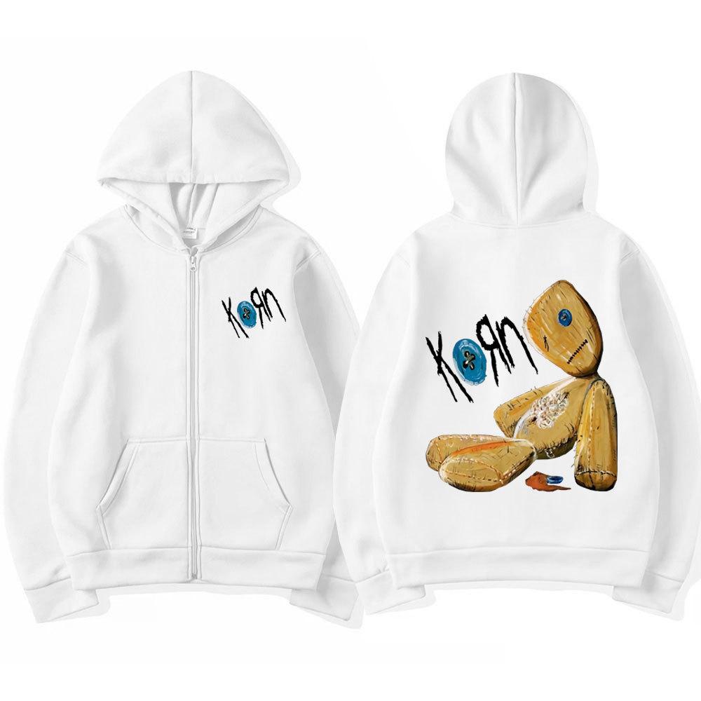 Korn выпускает рок-группу New Black Zipper Women Unisex Hoodie Metal Gothic XXXL белый 4097₽