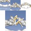 Exquisite Fantasy Flower Fairy Elf Cubic White Gold Plating Two-toned Wedding Ring Jewelry For Women