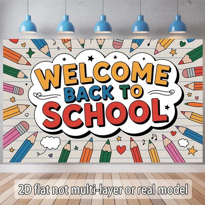 2D Plane - 1 piece 2D Plane Polyester Banner | Welcome Back to School. Perfect for events, weddings, parties, etc.