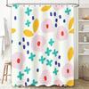 Colorful Fluffy Shower Curtain with Lemon Leaves Flowers Waterproof Decor for Bathrooms (White Background)
