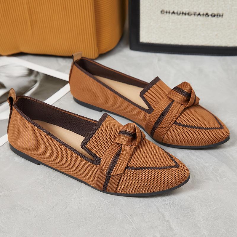 Women's Shoes Summer New Breathable Casual Shoes Mom Shoes Slip-on Pointed Toe Shoes