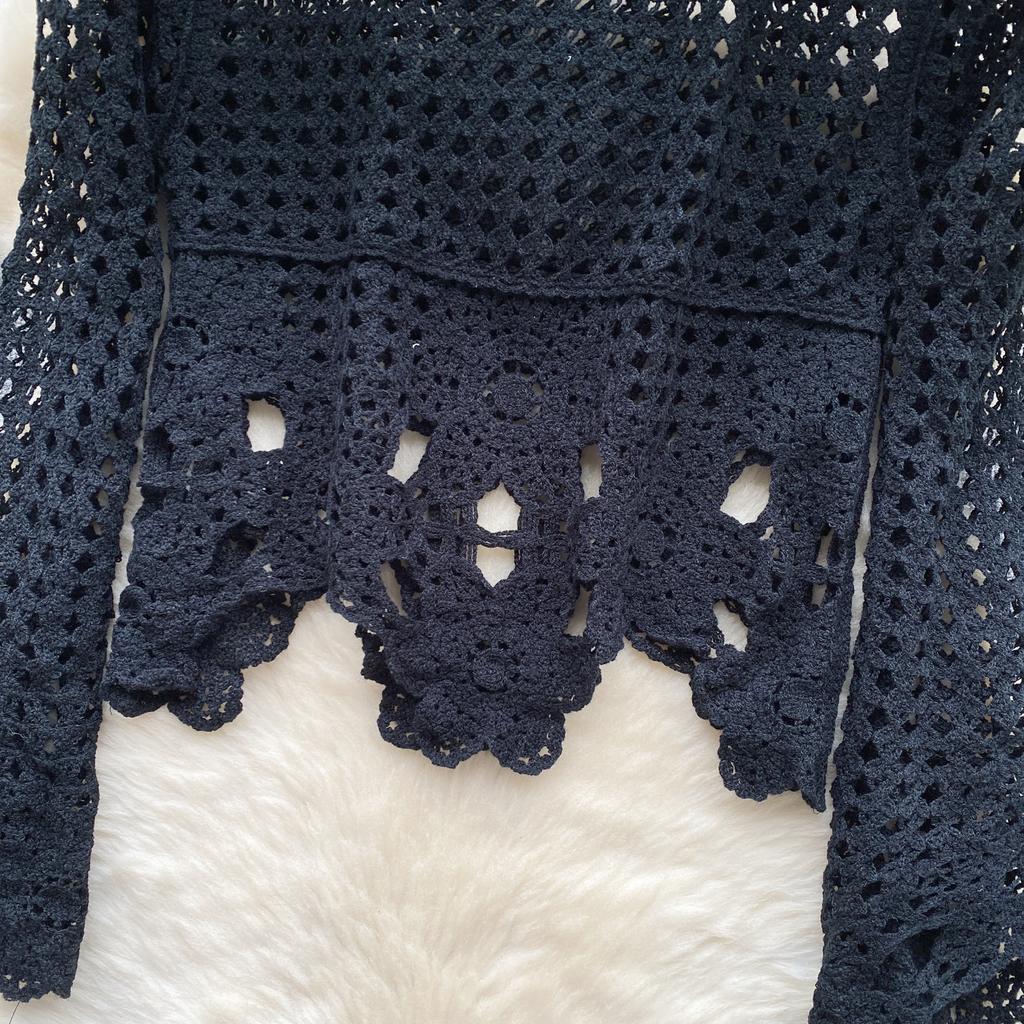 Summer Elegant Hollow Out Holiday Blouse Women O Neck Long SLeeves Embroidery Shirt Floral Solid Plaid Sheer Sexy Tops Beach Party