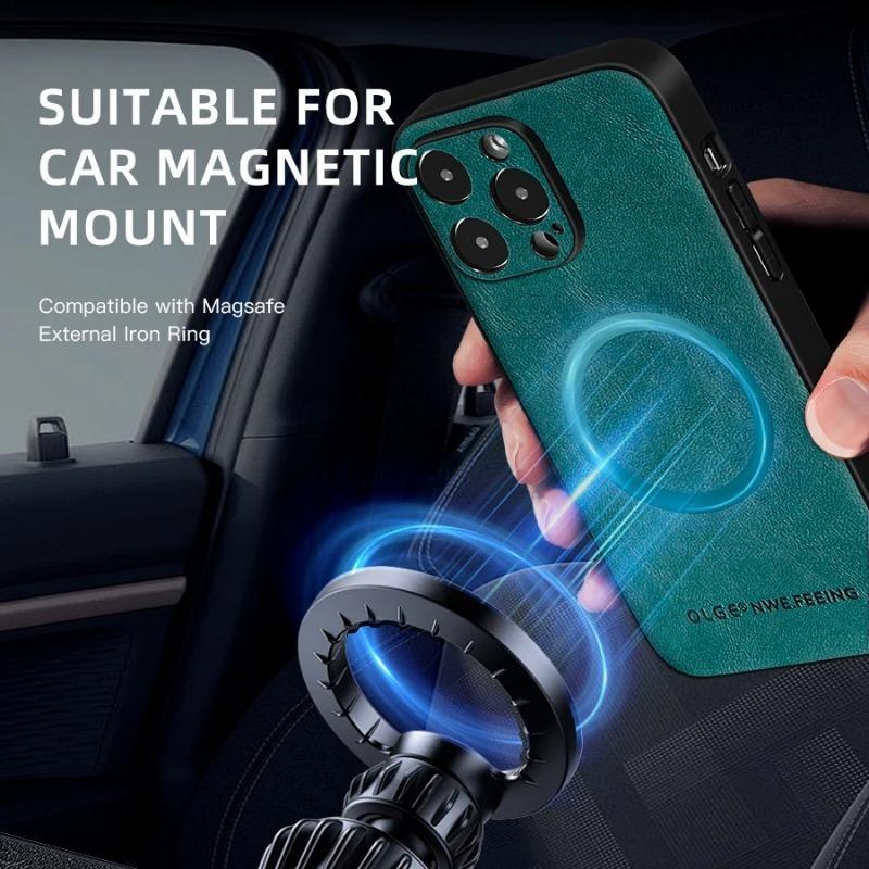 For Magsafe Wireless Charging Phone Case for IPhone 16 15 14 13 11 16 Pro Max XS XR 7 8 Plus Magnetic Leather Protective Cover
