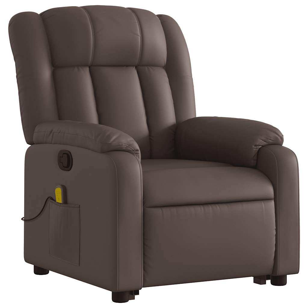 Recliner Chair with Lift Assist Brown Faux Leather