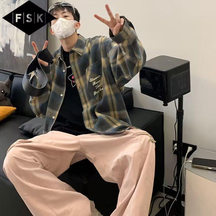 Japanese Fashion Brand Kimura Dark Grain Loose Leisure All-Matching Coat American Retro Spring and Autumn Plaid Long Sleeve Shirt for Men