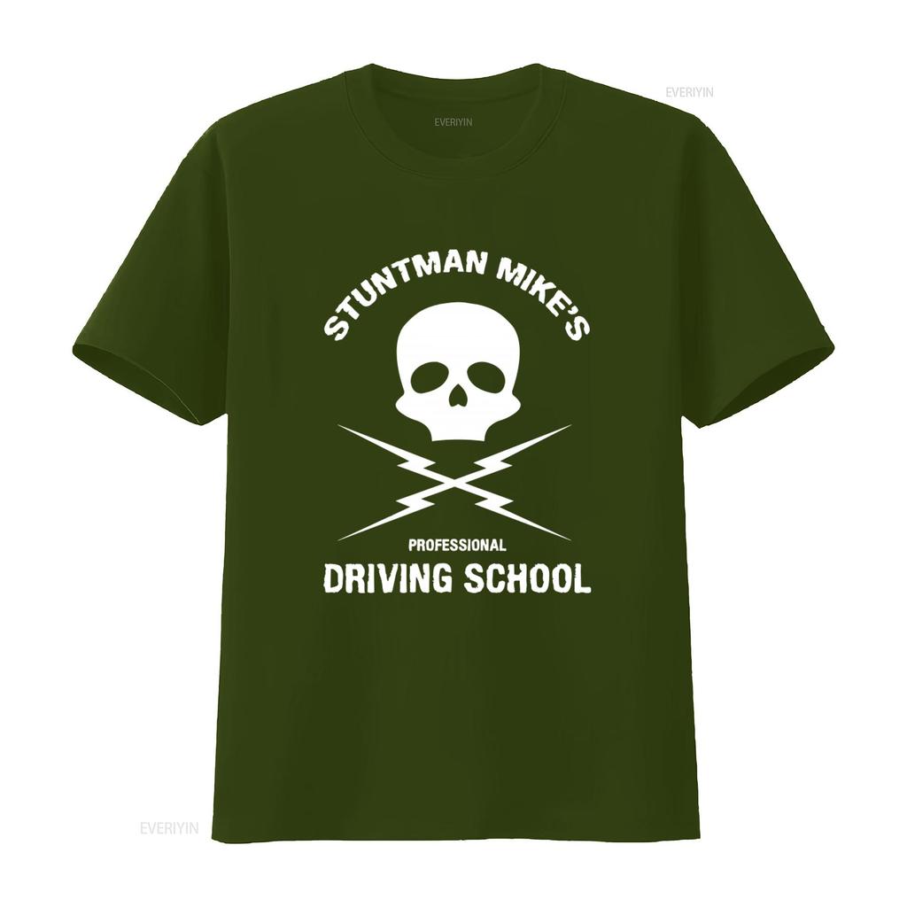 Stuntman Mikes Professional Driving School T Shirt Skull Lightning Design Death Proof Quentin Tarantino Movie Film vintage