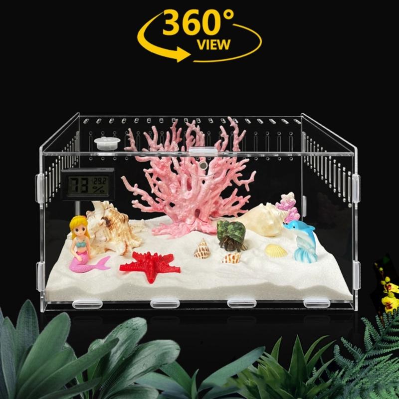 Insect Feeding Box Acrylic Clear Breeding Case for Spiders Reptiles Lizards Centipedes Small Snake 2 Size