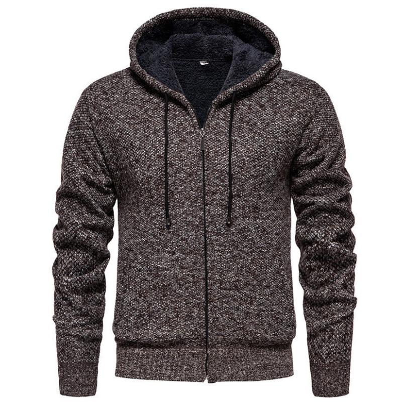 2025 Höst Vinter Ny Tröja Herrjacka Europeisk Amerikansk Mode Casual Stickad Kofta Huva