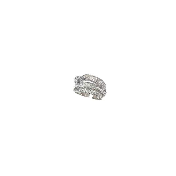 French Luxury Designer Rhinestone Zirconia Adjustable Multi-layer Shiny Index Finger Ring for Women