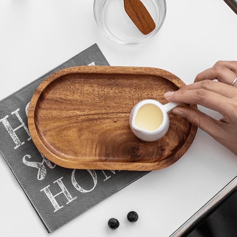 

1PCS Tableware Solid Wood Round Dessert Plate Japanese-style Wooden Tray Snack Wooden Dried Fruit Tray Kitchen Accessories 20 12 2cm кофейный