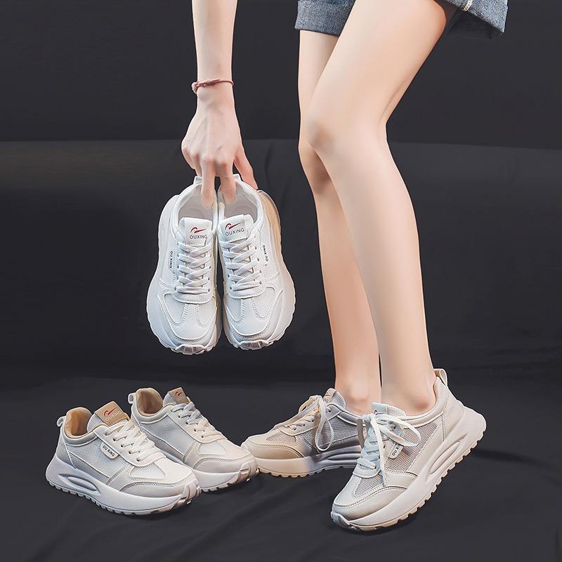 Women's summer mesh casual little white shoes breathable soft sole lightweight running sneakers dad shoes
