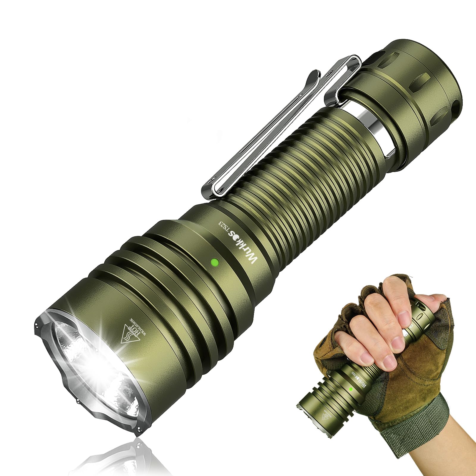 

Перезаряжаемый Wurkkos TS23 Высокий 5000 Супер 482М Дальний Высокий RCI LED IP68 Водонепроницаемый для и Аварийного Использования Зеленый Фонарик, Люмены, Яркий, Дальность, зелёный