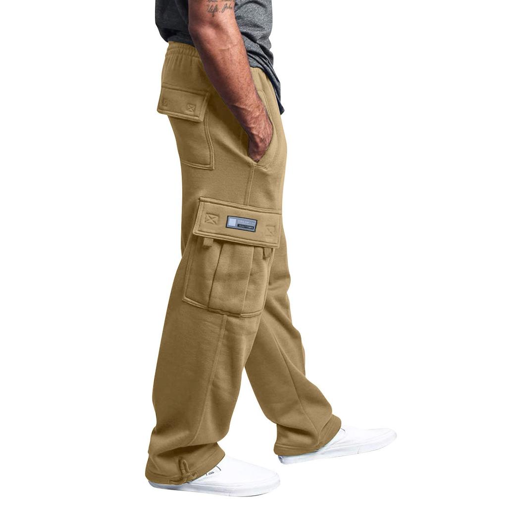 Men's Rope Loosening Waist Color Pocket Trousers Loose Sports Trousers