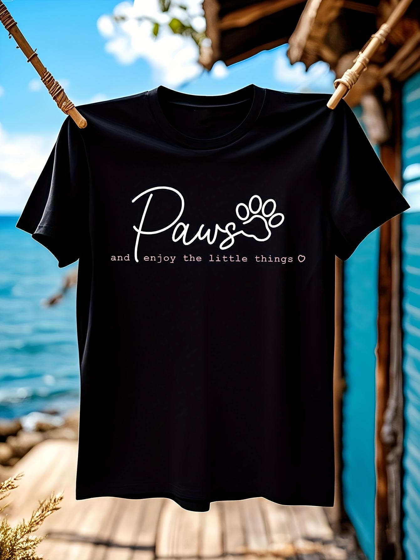 Paws And Enjoy The Little Things Tshirt - Cute Dog Cat Lo... S