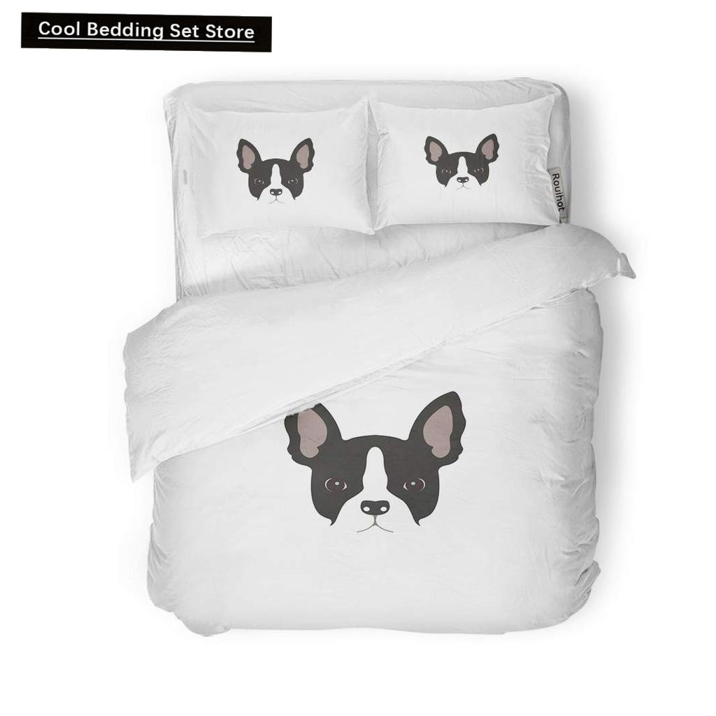 Cartoon Bulldog King Queen Duvet Cover Shar Pei Pup Dog Bedding Set Lovely Pet Puppy Doggy Quilt Cover Polyester Comforter Cover