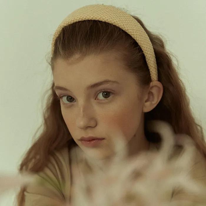 [Elizabeth Moments] Sunflower Yellow Check Tweed Headband