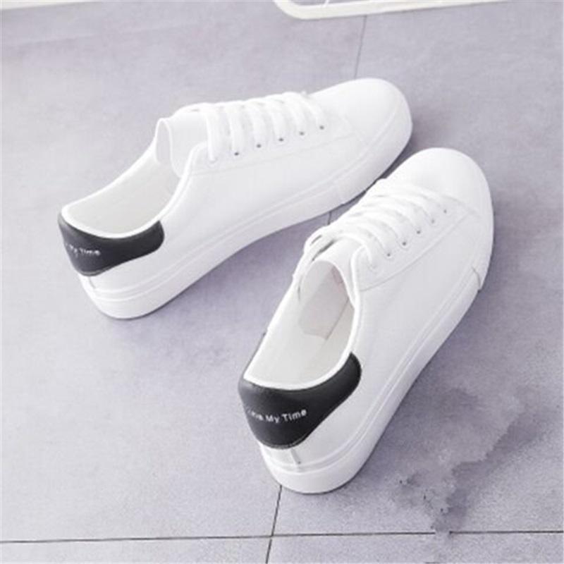 Women Spring Autumn Korean Style Breathable Leather Flat Sneakers Running Shoes