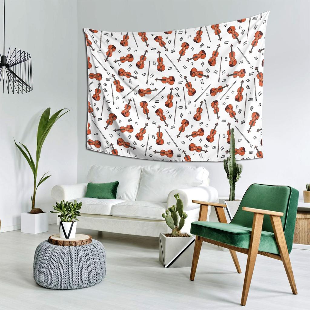 Violin And Music Notes Tapestry Decoration Art Aesthetic Tapestries for Living Room Bedroom Home Wall Cloth Wall Hanging
