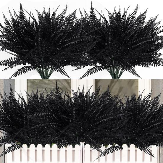 4 stk/sett kunstig bregne 7 gren UV-bestandig Hjemmekontor Bryllup Faux Grønt Plastplanter Innendørs Utendørs Hage Hage Hage Dekorasjon Fotorekvisitter