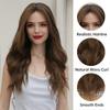 LOUIS FERRE Long Wavy 13*4 Lace Front Synthetic Wigs for Women Dark Brown Middle Part Wigs Daily Cosplay Heat Resistant Hair